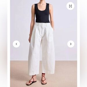 NWT CYBIL Apiece Apart Cream Wide/ Curved Leg Trousers